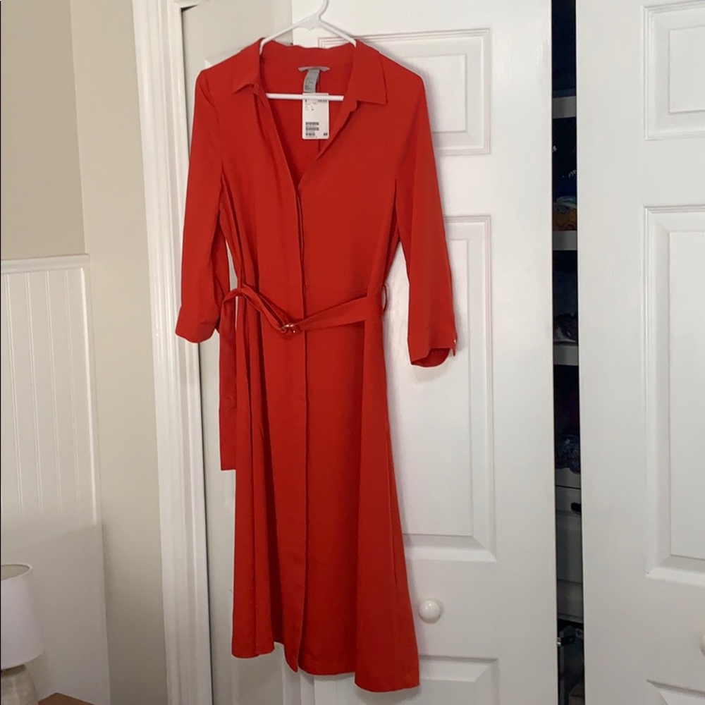 Red/Orange Button Down Dress